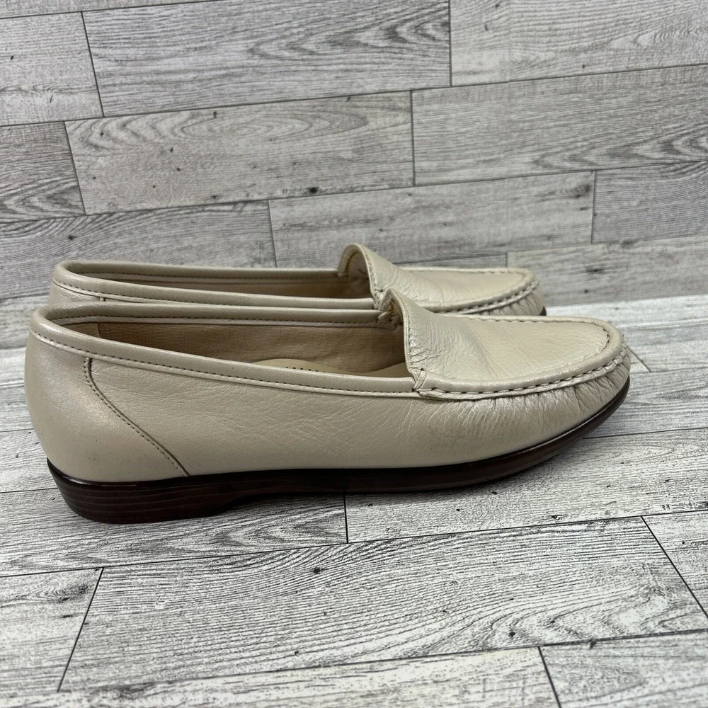SAS Womens 8N Tripad Comfort Simplify Leather Loafer Slip On‎ Shoes Pearl White